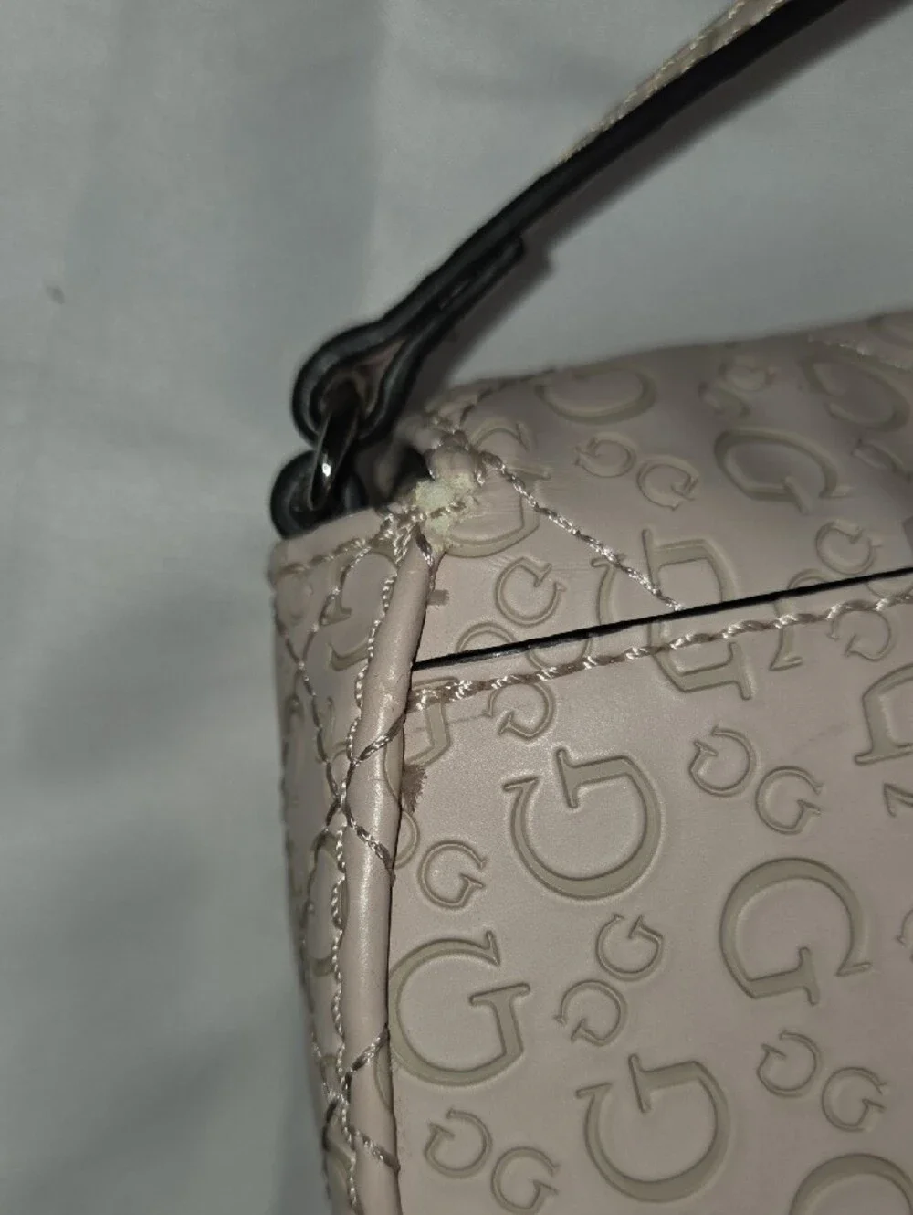 GUESS Light Beige Quilted Logo Crossbody Bag